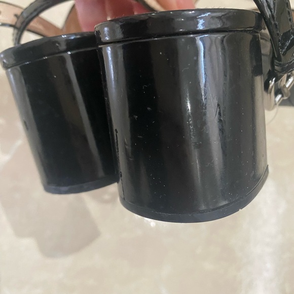 Prada Black Ankle Strap Patent Platform Sandals Size 39 (8.5) - Picture 5 of 12